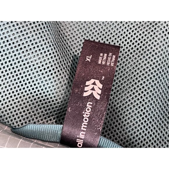 All In Motion Mens Grid Pattern Windproof Jacket L Size Zippered Pockets Teal - Picture 7 of 8